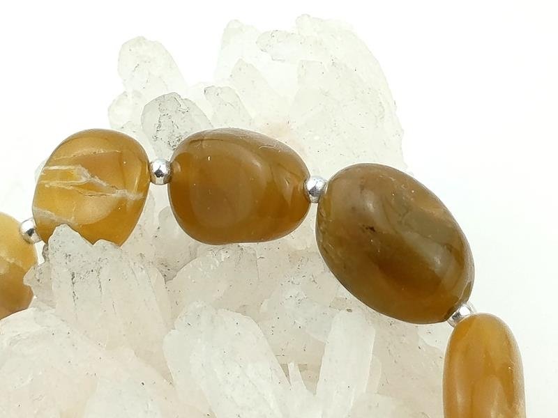 Na zamówienie - Opal żółty - bransoletka na podwójnej gumce, srebro, obwód 15.5 cm, waga 12 gram, rękodzieło