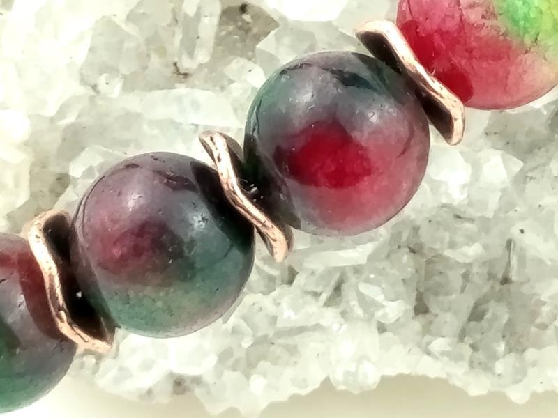 Prezent z okazji 12 rocznicy ślubu -bransoletka miedziana z jadeitem