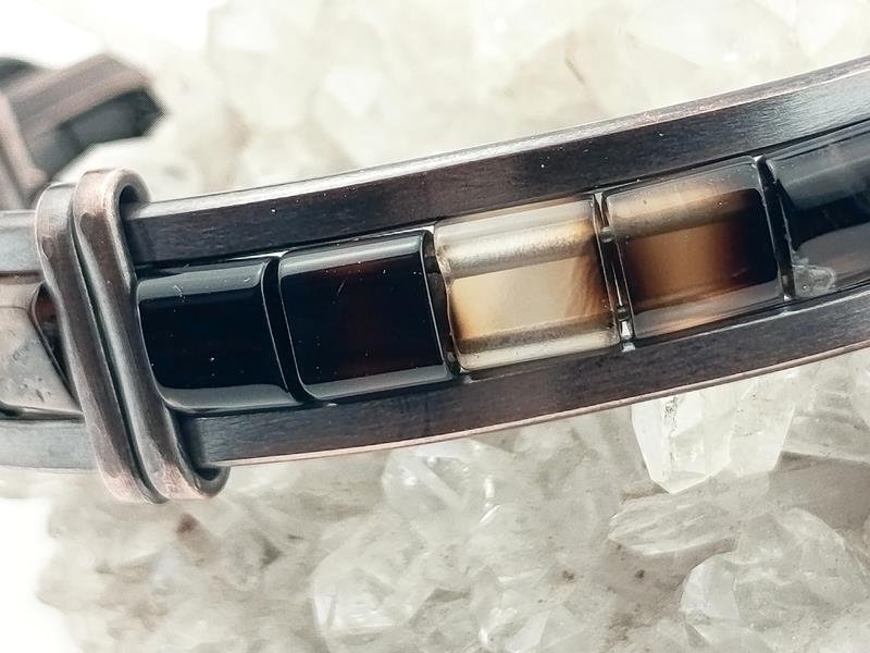 Męska bransoleta miedziana z czarnym agatem dla chińskiego znaku Smoka