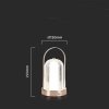 Lampka Biurkowa Nocna V-TAC 1W LED 22cm Ładowanie USB Ściemnianie Złota VT-1057 3000K-6000K 55lm
