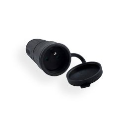 Gniazdo 1gn/Zu czarne gumowe IP44 Elgotech