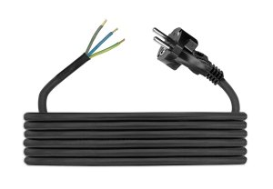 Przewód przyłączeniowy gumowy H05RR-F 3x1mm2 - 3m, wtyczka zalewana prosta uni-schuko, czarny, D.3503-3, Pawbol
