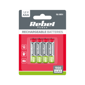 Akumulatorki REBEL AAA, 900 mAh, Ni-MH, 1,2V, 4szt/bl , R3