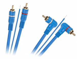 Kabel 2 x RCA - 2 x RCA + żyła 5m kątowo - prosty