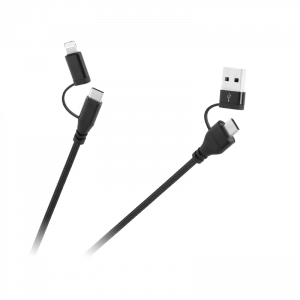Kabel wtyk USB A/C - wtyk USB C/lightning (2+2) 1m