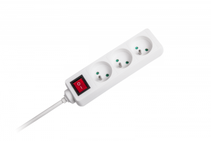 Przedłużacz biały Rebel z przełącznikiem 3 gniazda - 5m (1,5mm)