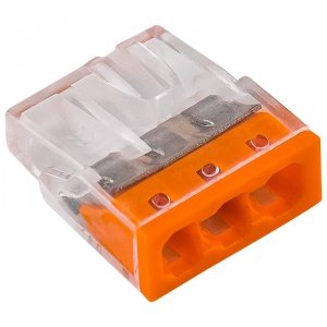Szybkozłączka elektryczna samozaciskowa 3x0,5-2,5mm2 3 styki, 24A, 450V pomarańczowa E.4181T Pawbol
