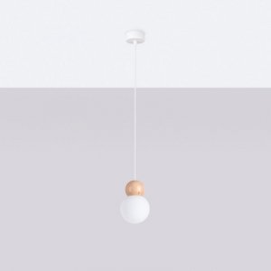 Lampa wisząca PEKKA 1 biała/naturalne drewno
