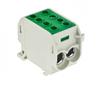 Blok rozdzielczy 1-torowy, Al/Cu 1x70mm2 / 2x50mm2, 300A, 1kV, zielony, E.4163/Z, Pawbol