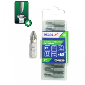 Końcówki wkrętakowe Pozidriv PZ3x25mm, 10szt pudełko plast