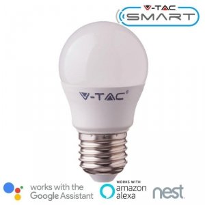 Żarówka LED SMART WiFi V-TAC 4.5W E27 Kulka G45 TUYA Amazon Alexa Google Home VT-5124 RGB+2700K-6400K 300lm