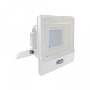 Projektor LED V-TAC 30W SAMSUNG CHIP Czujnik Ruchu Biały Z MUFĄ VT-138S 6500K 2340lm 5 Lat Gwarancji