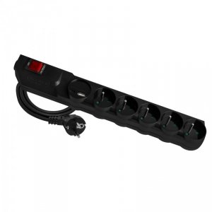 Przedłużacz przeciwprzepięciowy MPSFU-503-2 5gn/3m/Zu+W/1mm z warystorem czarny Elgotech 