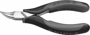 Szczypce chwytające dla elektroników, 115mm, ESD, płasko-okrągłe, wygięte, 35 42 115, KNIPEX