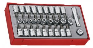 30-elementowy zestaw nasadek TX z chwytem kwadratowym 1/4 i 3/8, Teng Tools TTTX30