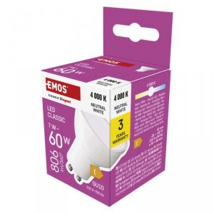 Żarówka LED Classic MR16 / GU10 / 7 W (60 W) / 806 lm / neutralna biel