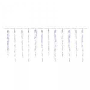 Dekoracje - 60 LED 12x sopel 33 do 39 cm 3,6 m, zimna biel, IP44