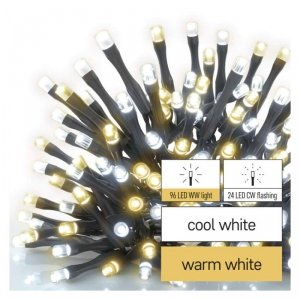 Lampki choinkowe Classic 120 LED 12m ciepła biel + zimna biel miga, IP44, timer