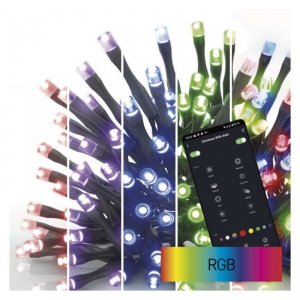 GoSmart lampki choinkowe 80LED 8m, RGB, czarny przewód, 64 programów, IP44, WiFi