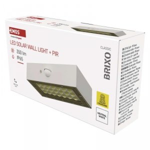 Oprawa LED Garden BRIXO solarna z PIR, 350 lm, NW, biała