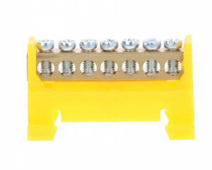 Listwa zaciskowa na szynę DIN/TH35 dzielona PE, 7-torowa, żółta