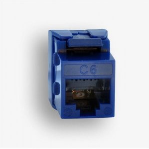 Gniazdo RJ45 UTP kat.6 keystone niebieskie (beznarzędziowe), slim
