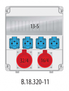 Rozdzielnica budowlana erbetka R-BOX LUX 320 13S: 1x32A/4P, 1x16A/4P, 4x250V, 400V, IP44 B.18.320-11 Pawbol