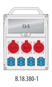 Rozdzielnica budowlana erbetka R-BOX 380 13S: 1x32A/5P, 2x16A/5P, 4x250V, 400V, IP44 B.18.380-1 Pawbol
