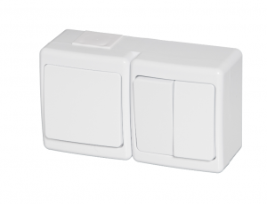 Wyłącznik BETA podwójny, jednobiegunowy i świecznikowy, biały, IP44, D.3112WW2, Pawbol