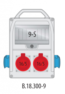 Rozdzielnica budowlana erbetka R-BOX 300 9S: 2x16A/5P, 2x250V, 400V, IP44 B.18.300-9 Pawbol