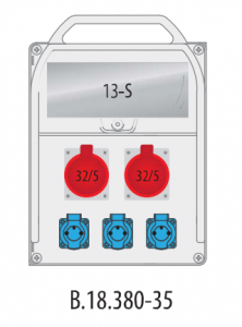 Rozdzielnica budowlana erbetka R-BOX 380 13S: 2x32A/5P, 3x250V, 400V, IP44 B.18.380-35 Pawbol