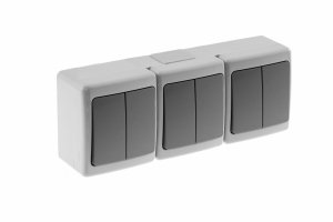 Wyłącznik BETA potrójny, świecznikowy, szary, IP44, D.3614W2W2W2, Pawbol