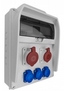 Rozdzielnica R-BOX 380R 13S, 1x32A/5p, 1x16A/5p, 3x250V, puste okno, IP44 (B.18.380-12)