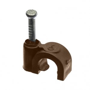 Uchwyt kablowy z gwoździem, fi6mm, okrągły, brązowy, 25szt, H.7004B -25 Pawbol