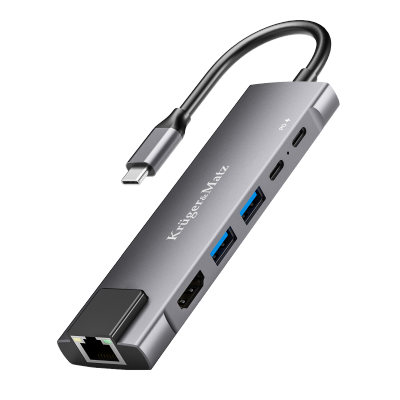 Adapter (HUB) USB typu C na HDMI/2x USB3.0/2x USB typu C/RJ45