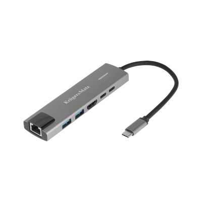 Adapter (HUB) USB typu C na HDMI/2x USB3.0/2x USB typu C/RJ45