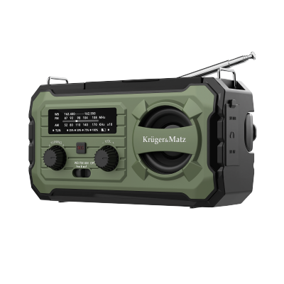 Radio solarne, przenośne radio awaryjne SOS, powerbank 10000mAh, latarka, dynamo, Kruger&Matz