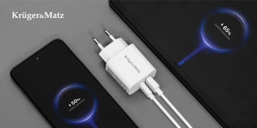 Ładowarka sieciowa Kruger&amp;Matz GaN dual USB z funkcją Power Delivery i Quick Charge