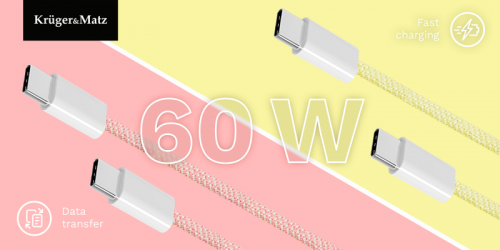 Kabel USB typu C - USB typu C 60 W 1,5 m żółty Kruger&amp;Matz Basic