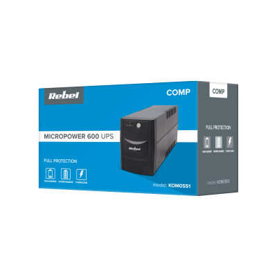 Zasilacz awaryjny UPS REBEL model Micropower 600 ( offline, 600VA / 360W , 230 V , 50Hz )