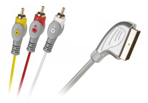 Kabel Euro-3RCA 1.5m srebrny łezka blister