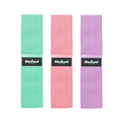 Zestaw gum do ćwiczeń materiałowy - Mini Band M, 27-55 kg, 3 gumy materiałowe, REBEL ACTIVE