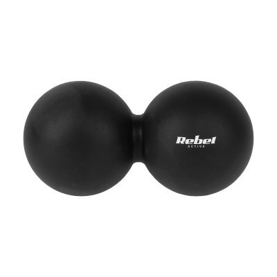 Duoball podwójna piłka do masażu 6.2cm, kolor czarny, materiał silikon, REBEL ACTIVE