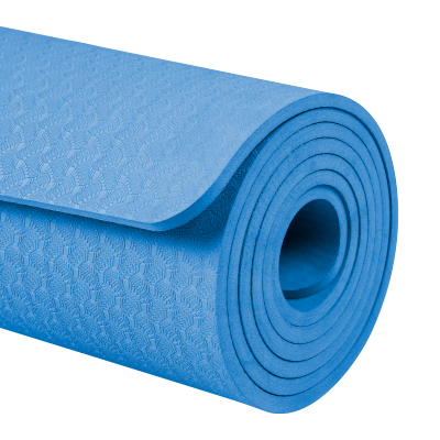 Mata gimnastyczna do ćwiczeń joga, pilates, fitness, 183x61cm, grubość 6mm, materiał TPE, niebieska, REBEL ACTIVE RBA-3152-BL