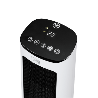 Termowentylator kolumnowy PTC Teesa  z funkcją imitacji kominka.