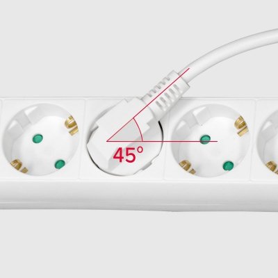 Przedłużacz 5 gniazd 5m typu niemieckiego z przełącznikiem (3x1,5mm) Rebel biały