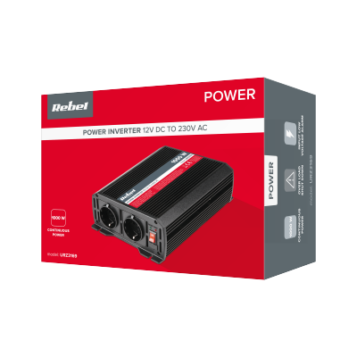 Przetwornica REBEL 12V/230V 1000W 2 gniazda  typu F :niemieckie