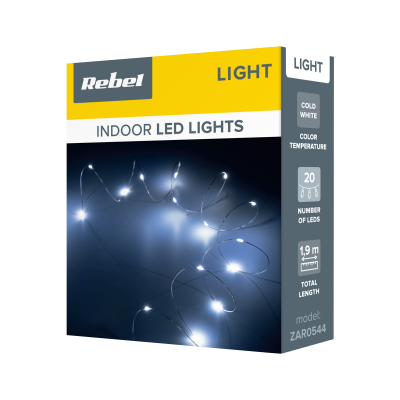 Lampki świateczne - 20mini LED- zimne białe