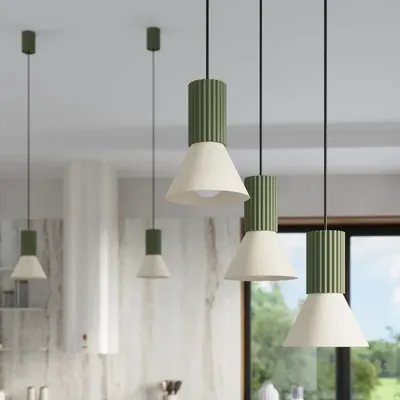 Lampa wisząca ESTRIA 3P beżowa/zielona oliwka