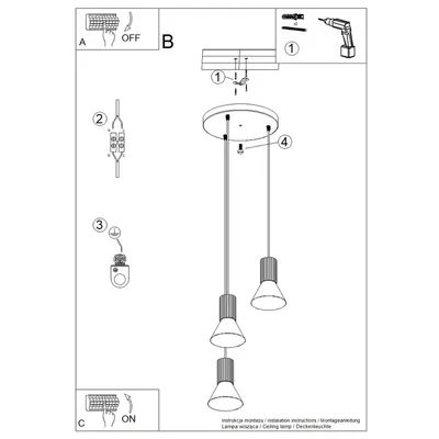 Lampa wisząca ESTRIA 3P biała/ultramaryna